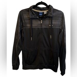 NWOT  Reebok Black Full Zip Jacket Shiny Woven Ladies Lg